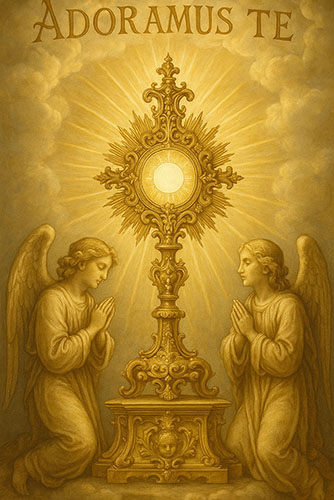 Adorer le Seigneur présent en corps sang âme et divinité dans le très saint sacrement exposé
